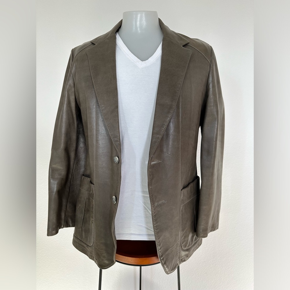 Remy Men’s Leather Jacket size 42 brown gray taupe